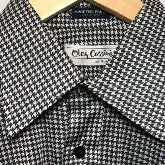 Vintage Oleg Cassini Houndstooth Patterned Shirt Size Large - Picture 3 of 3